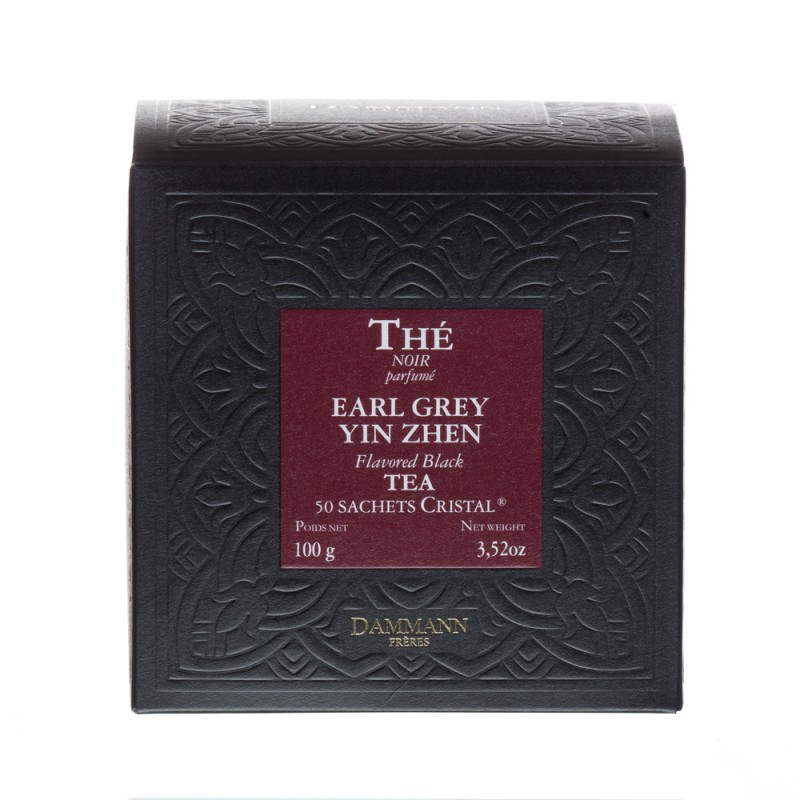 Thé Noir Earl Grey Yin Zhen Boîte 50 sachets Cristal Dammann Frères Thé Noir Earl Grey Yin Zhen Boîte 50 sachets Cristal Dammann Frères